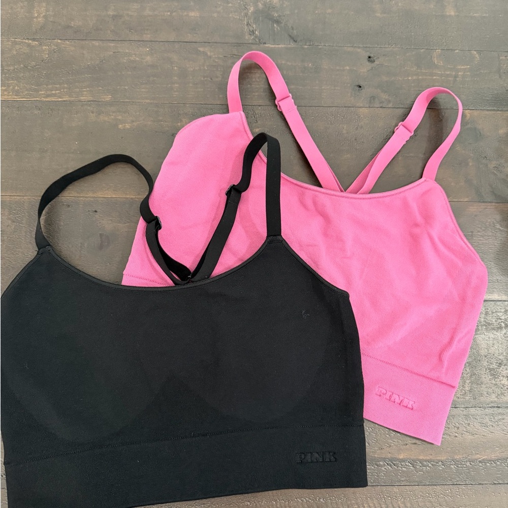 PINK Victoria's Secret Seamless Bralette - Black & Pink